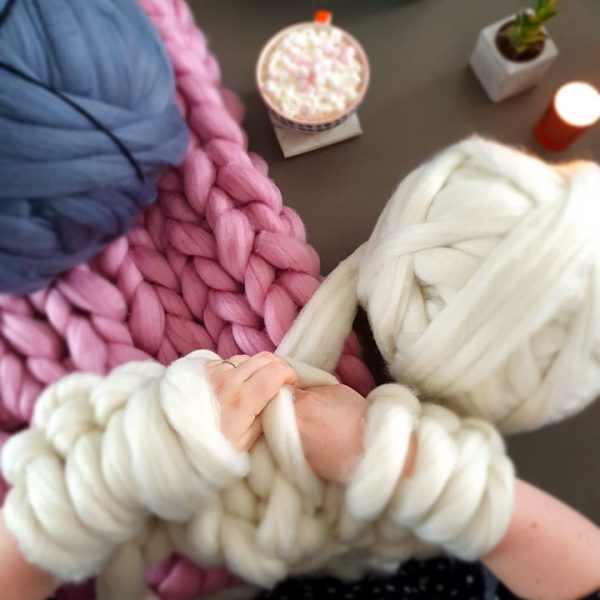 Giant Blanket Arm Knitting