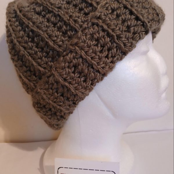 Crocheted Beanie Hat (Sparkly Green)