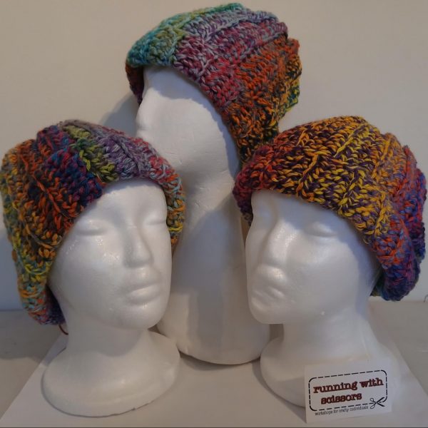 Crocheted Bobble Hat (Yellows, Purples, Pinks)
